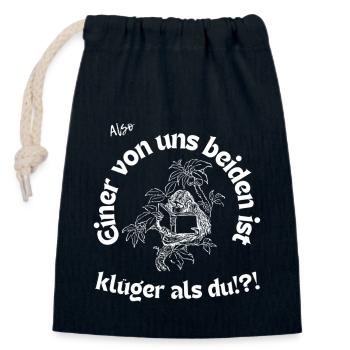 Klüger als du - Verschließbarer Geschenkbeutel aus Baumwolle (14x20cm) - Navy - Vorne