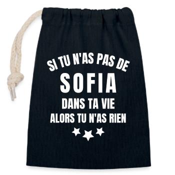 Sofia, prénom Sofia, anniversaire Sofia - Sac cadeau en coton avec cordon (14 x 20 cm) - bleu marine - Devant