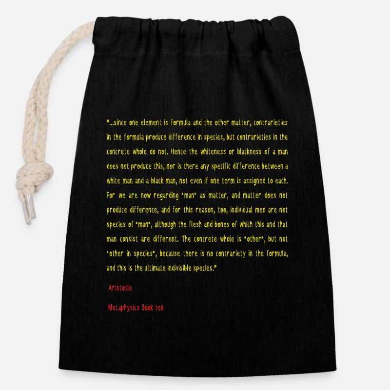 Aristotle Metaphysics Book ten - Closable cotton gift bag (14x20cm) - black