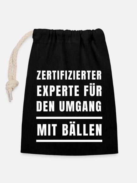 Zertifizierter Ballexperte - Verschließbarer Geschenkbeutel aus Baumwolle (14x20cm) - Schwarz