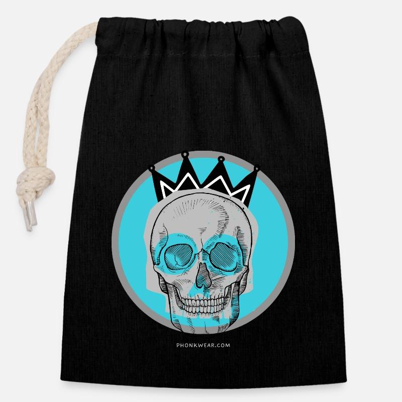 Skull 2 - Closable cotton gift bag (14x20cm) - black