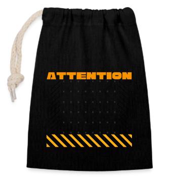 Attention Attention - Closable cotton gift bag (14x20cm) - black - Front