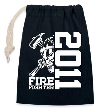FEUERWEHR 15. GEBURTSTAG 2011 FEUERWEHRMANN - Verschließbarer Geschenkbeutel aus Baumwolle (14x20cm) - Navy - Vorne