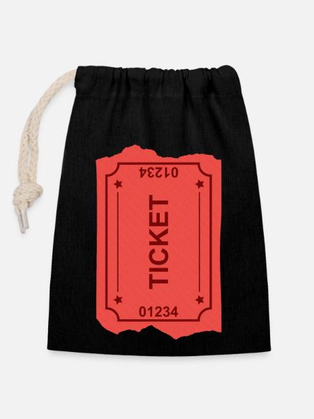 Ticket - Verschließbarer Geschenkbeutel aus Baumwolle (14x20cm) - Schwarz