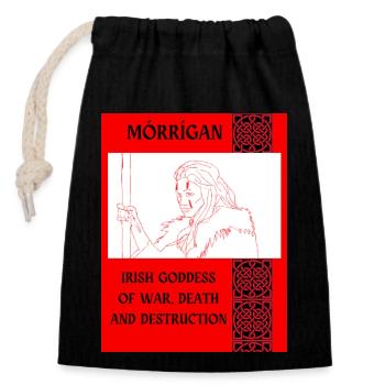 MÓRRÍGAN, DÉESSE IRLANDAISE DE LA GUERRE. - Sac cadeau en coton avec cordon (14 x 20 cm) - noir - Devant