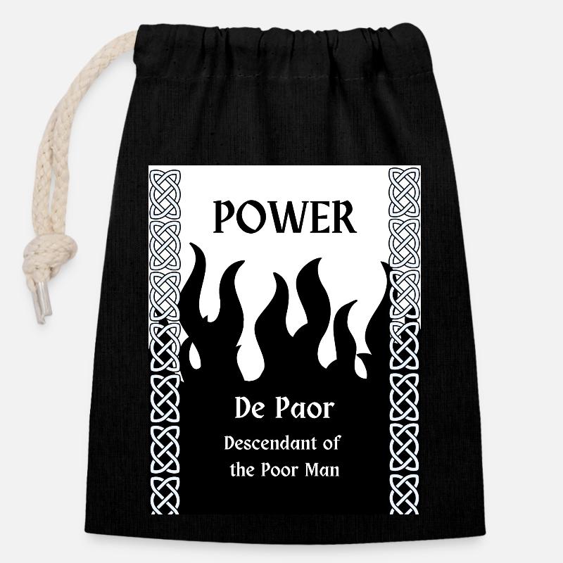 POWER NACHNAME - Verschließbarer Geschenkbeutel aus Baumwolle (14x20cm) - Schwarz