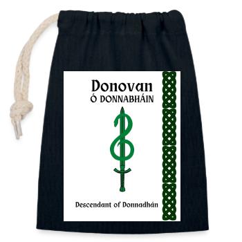 Nom de famille Donovan - Sac cadeau en coton avec cordon (14 x 20 cm) - bleu marine - Devant