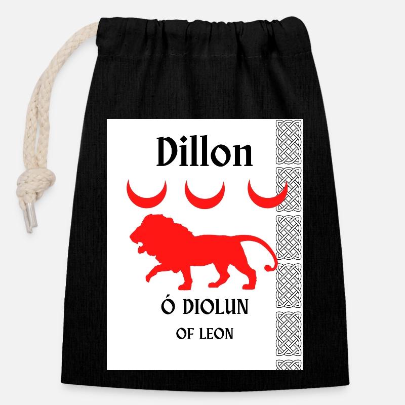 Dillon surname - Closable cotton gift bag (14x20cm) - black