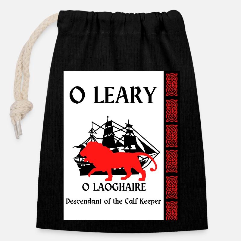 O Leary surname - Closable cotton gift bag (14x20cm) - black