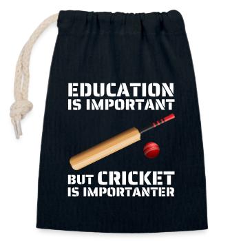 Education Is Important But Cricket Is Importanter - Closable cotton gift bag (14x20cm) - navy - Front