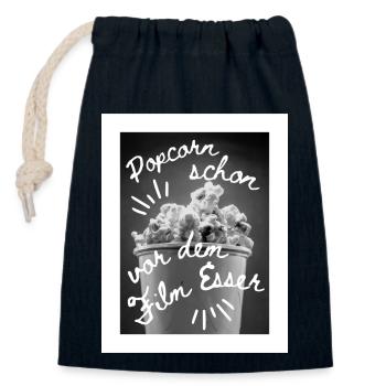 Popcorn - Verschließbarer Geschenkbeutel aus Baumwolle (14x20cm) - Navy - Vorne