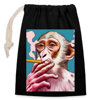 Monkey business - Closable cotton gift bag (14x20cm) - black - Front