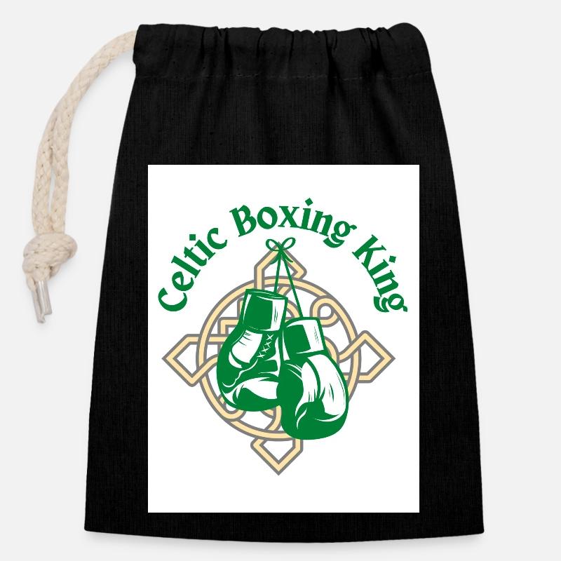 Roi de la boxe celtique - Sac cadeau en coton avec cordon (14 x 20 cm) - noir