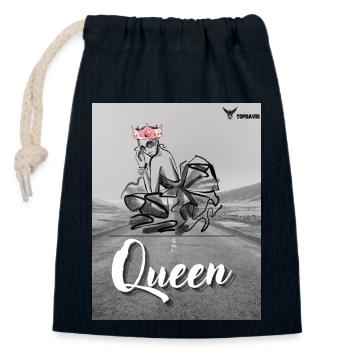 Queen - Closable cotton gift bag (14x20cm) - navy - Front