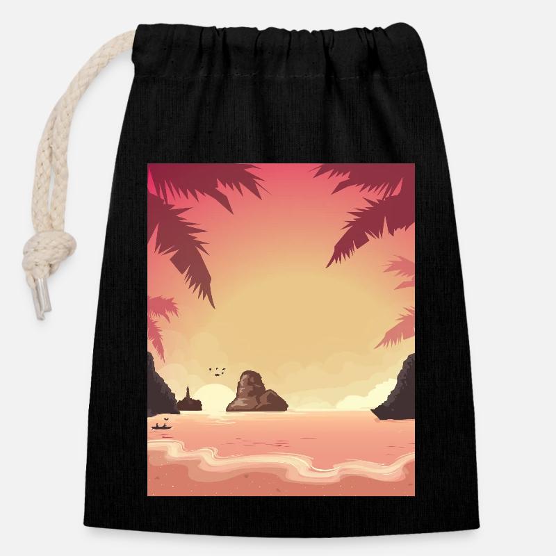 Vietnam Beach - Verschließbarer Geschenkbeutel aus Baumwolle (14x20cm) - Schwarz