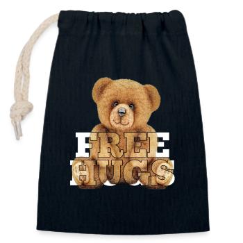 Teddy Gratis Umarmungen Geschenk - Verschließbarer Geschenkbeutel aus Baumwolle (14x20cm) - Navy - Vorne