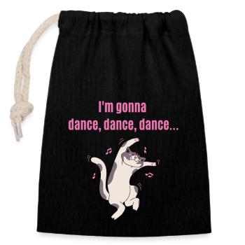Carnival - Dance dance dance funny dancing cat - Closable cotton gift bag (14x20cm) - black - Front