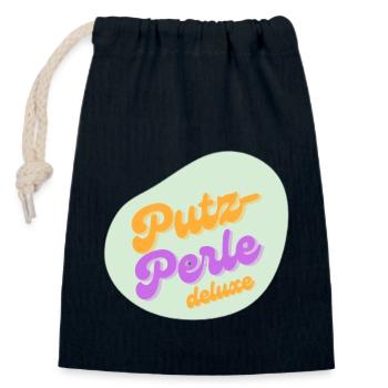 Putzperle Deluxe - Verschließbarer Geschenkbeutel aus Baumwolle (14x20cm) - Navy - Vorne