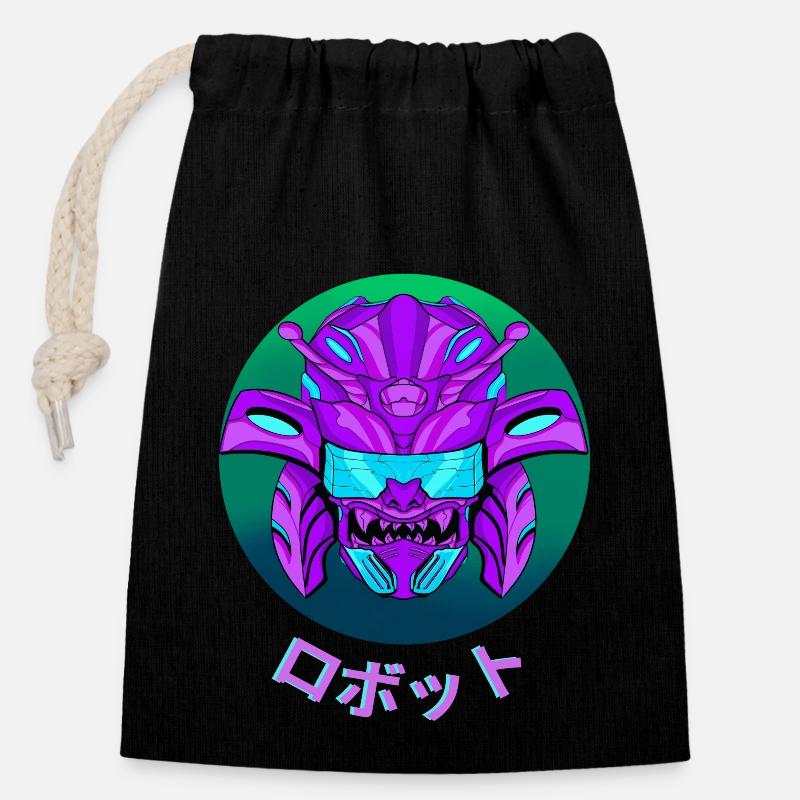 Futuristic Samurai - Closable cotton gift bag (14x20cm) - black