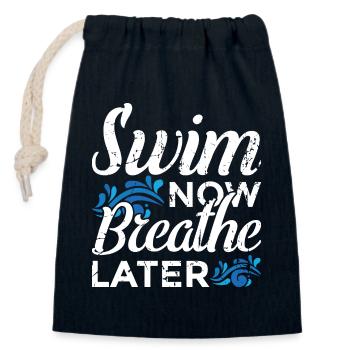 Lustiger Schwimmspruch - Verschließbarer Geschenkbeutel aus Baumwolle (14x20cm) - Navy - Vorne