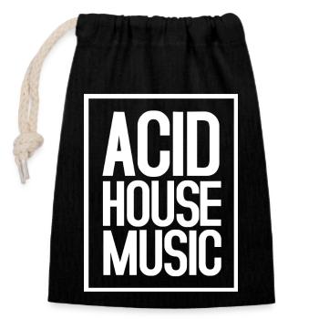 acid house music cadeau - Sac cadeau en coton avec cordon (14 x 20 cm) - noir - Devant