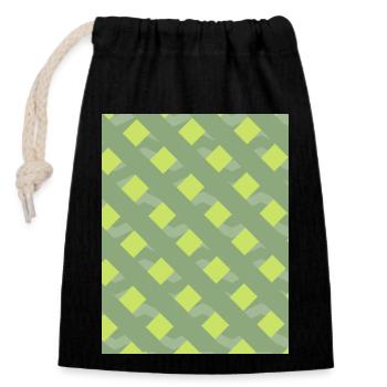 Green lines - Closable cotton gift bag (14x20cm) - black - Front