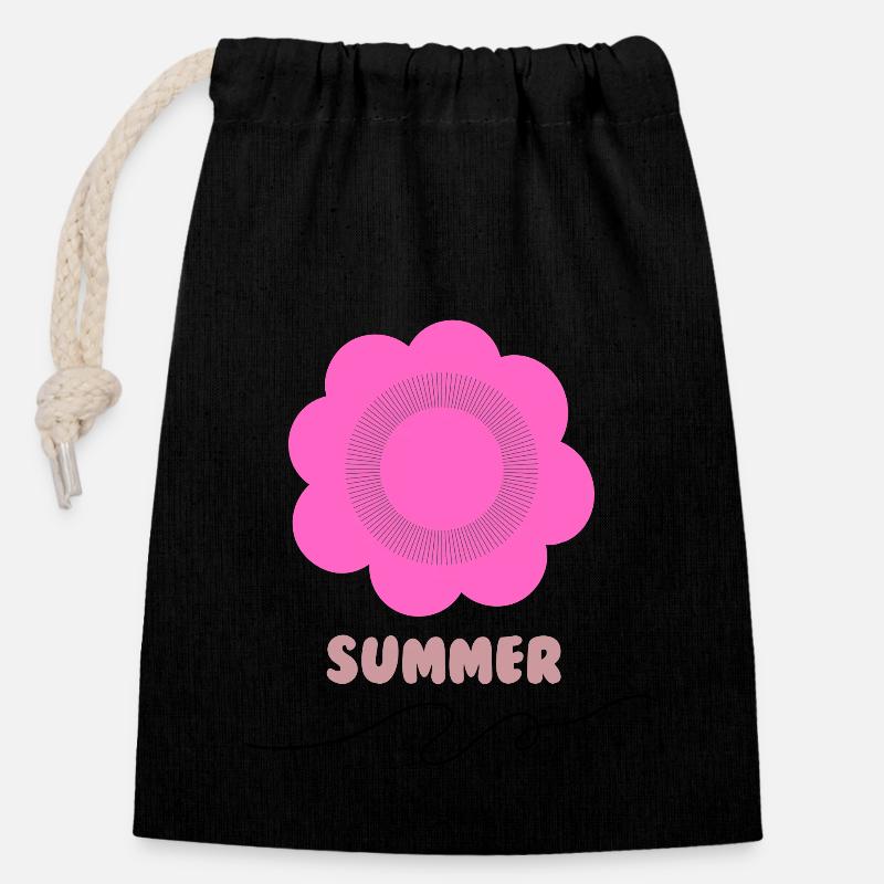 SUMMER - Verschließbarer Geschenkbeutel aus Baumwolle (14x20cm) - Schwarz