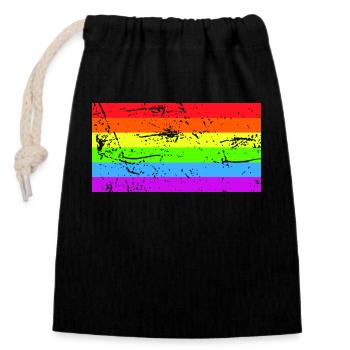 Rainbow flag Grunge - Closable cotton gift bag (14x20cm) - black - Front