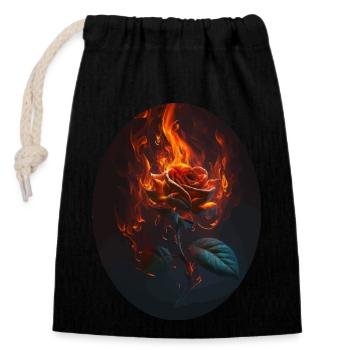 Burning Rose Gift - Closable cotton gift bag (14x20cm) - black - Front