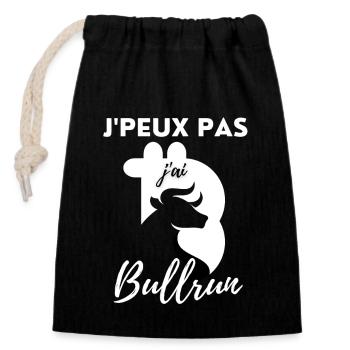 Je peux pas j'ai bullrun tshirt - Sac cadeau en coton avec cordon (14 x 20 cm) - noir - Devant