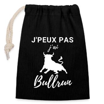 Je peux pas j'ai bullrun - Sac cadeau en coton avec cordon (14 x 20 cm) - noir - Devant