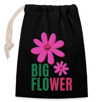 Big Flower - Sac cadeau en coton avec cordon (14 x 20 cm) - noir - Devant