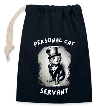 Personal Cat Servant - Closable cotton gift bag (14x20cm) - navy - Front