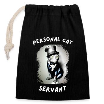 Personal Cat Servant - Closable cotton gift bag (14x20cm) - black - Front