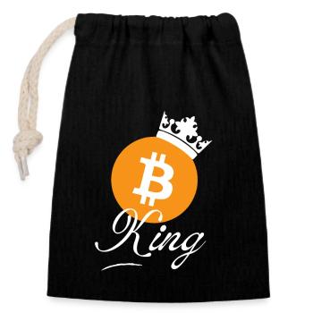 King of Bitcoin - Sac cadeau en coton avec cordon (14 x 20 cm) - noir - Devant