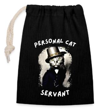 Personal Cat Servant - Closable cotton gift bag (14x20cm) - black - Front