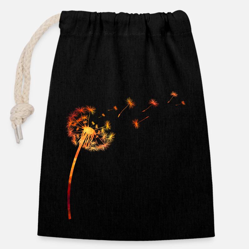 Dandelion - Closable cotton gift bag (14x20cm) - black