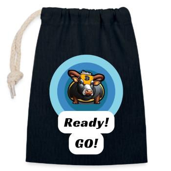 Bull ready go ! , tshirt cryptos - Sac cadeau en coton avec cordon (14 x 20 cm) - bleu marine - Devant