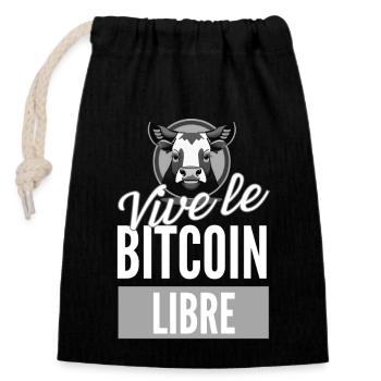 Vive le bitcoin libre tshirt cryptos - Sac cadeau en coton avec cordon (14 x 20 cm) - noir - Devant