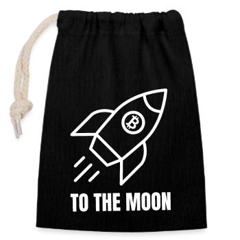 To the moon, tshirt cryptos - Sac cadeau en coton avec cordon (14 x 20 cm) - noir - Devant