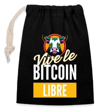 Vive le bitcoin libre tshirt cryptos - Sac cadeau en coton avec cordon (14 x 20 cm) - noir - Devant