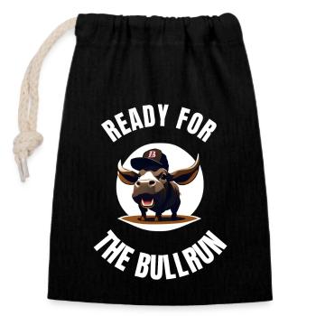 Ready for the bullrun tshirt cryptos - Sac cadeau en coton avec cordon (14 x 20 cm) - noir - Devant