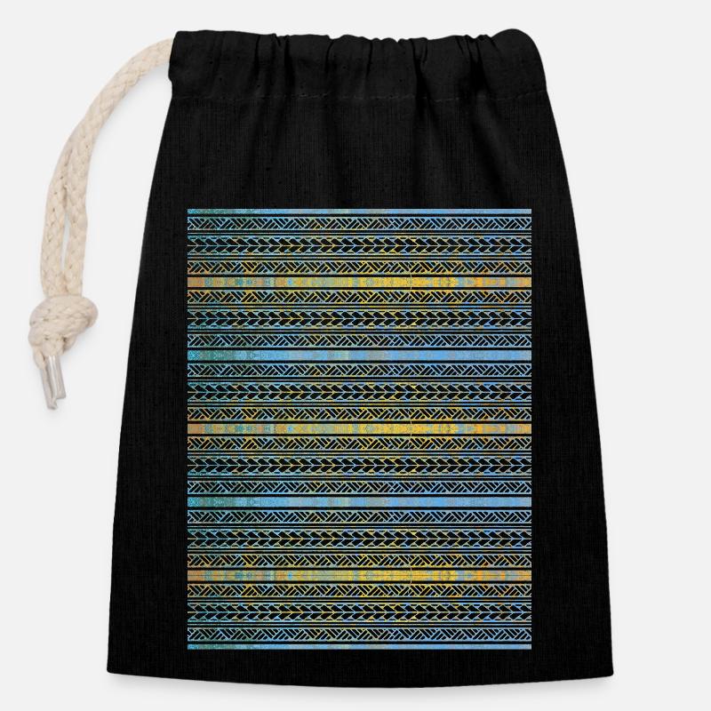 Indigenous Graphics - Closable cotton gift bag (14x20cm) - black