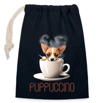 Coffee Dog Puppuccino T-Shirt - Sac cadeau en coton avec cordon (14 x 20 cm) - bleu marine - Devant