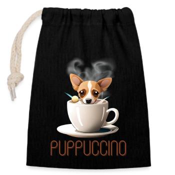 Coffee Dog Puppuccino T-Shirt - Sac cadeau en coton avec cordon (14 x 20 cm) - noir - Devant