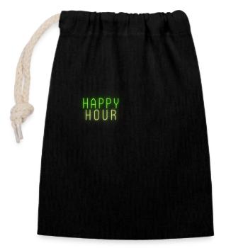 happy hour - Closable cotton gift bag (14x20cm) - black - Front