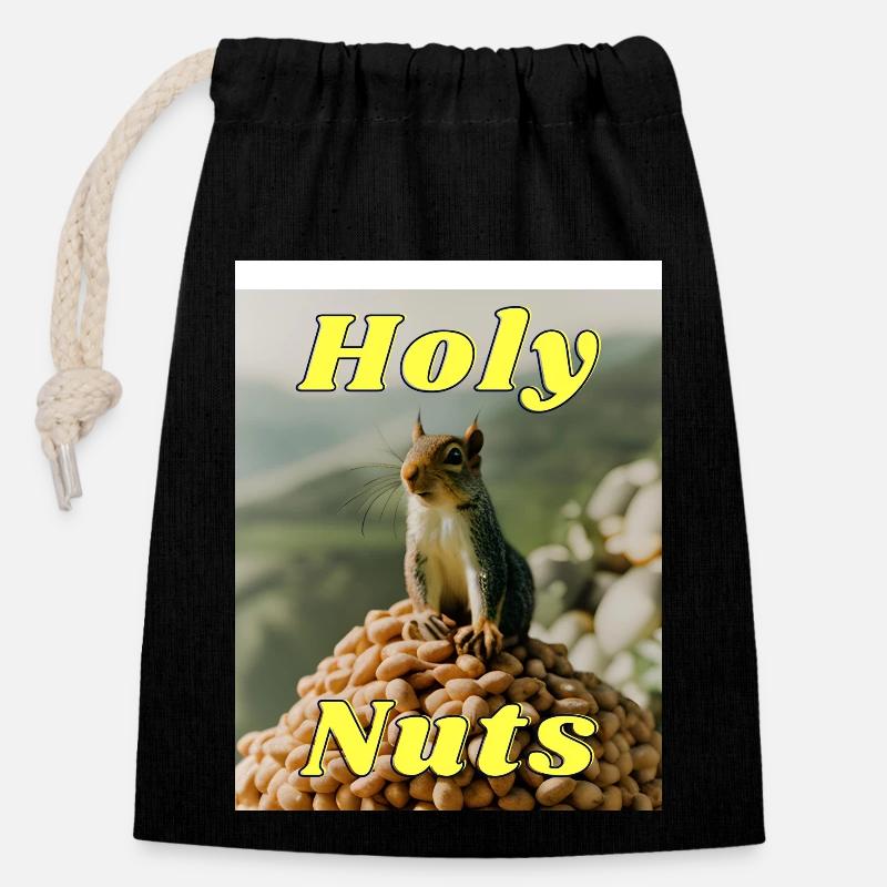 Noix sacrées - Sac cadeau en coton avec cordon (14 x 20 cm) - noir