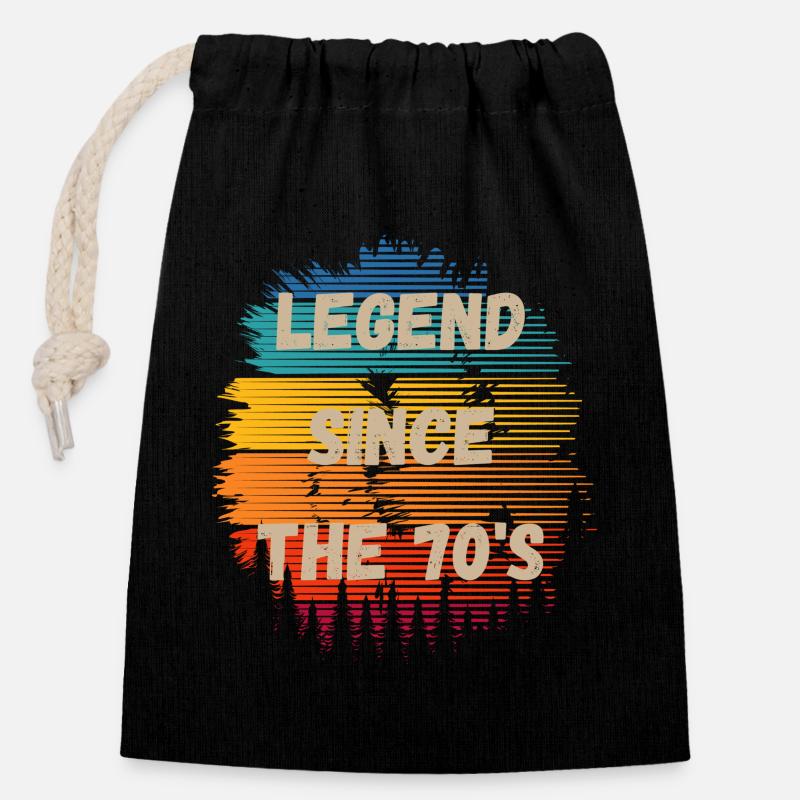 70's Legend - Closable cotton gift bag (14x20cm) - black