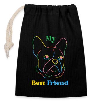 My Best Friend Dog - Verschließbarer Geschenkbeutel aus Baumwolle (14x20cm) - Schwarz - Vorne