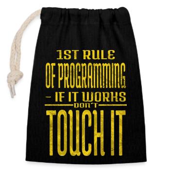 Health Informatics Specialist Tshirts Fun - Closable cotton gift bag (14x20cm) - black - Front